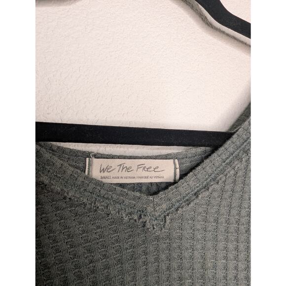 We the Free Free People Green Thermal Waffle Knit Boho Sz S - Picture 3 of 3